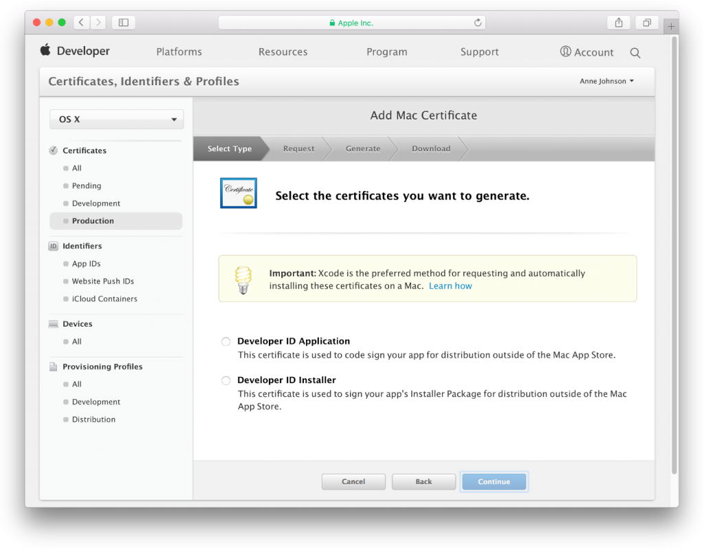 12 create developerID certificate2 2x